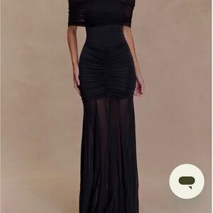 Meshki Caspian Elegant Black Off-Shoulder Evening Dress